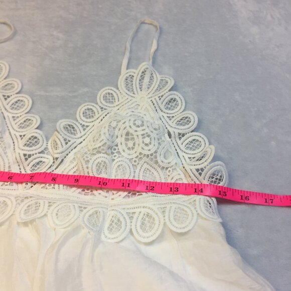 Zara Strappy Guipure Maxi Lace Dress XS Womans White V-neck Low Back Beach Boho - Picture 12 of 14